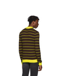 Acne Studios Brown And Yellow Striped High Neck Slim Sweater