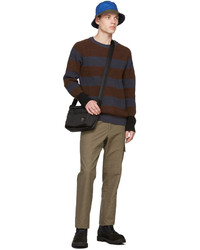Ps By Paul Smith Brown Navy Striped Sweater