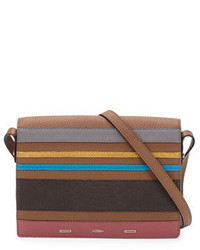 Dark Brown Horizontal Striped Crossbody Bag