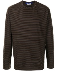 Dark Brown Horizontal Striped Long Sleeve T-Shirt
