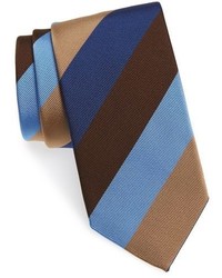 Dark Brown Horizontal Striped Silk Tie