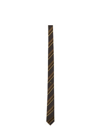 Fendi Brown And Yellow Silk Stripe Tie