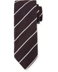 Canali Striped Silk Tie Brown