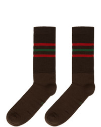 Gucci Brown Striped Logo Socks