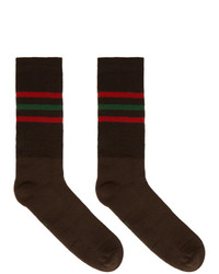 Gucci Brown Striped Logo Socks