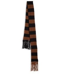 Dark Brown Horizontal Striped Wool Scarf