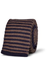 Dark Brown Horizontal Striped Wool Tie
