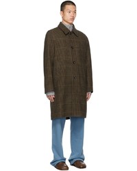 Dries Van Noten Khaki Wool Check Coat