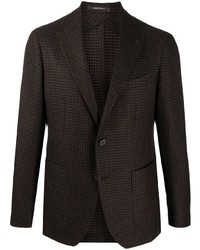 Dark Brown Houndstooth Wool Blazers for Men | Lookastic