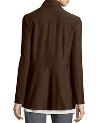Eileen Fisher Long Washable Crepe Shawl Collar Jacket Chocolate
