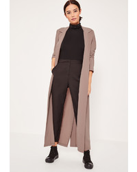Missguided Light Brown Long Sleeve Maxi Duster Jacket