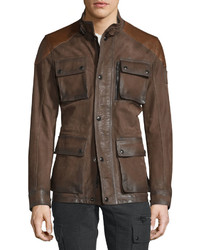 Belstaff Trialmaster Calfskin Leather Jacket Oak Brown