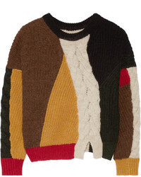 Dark Brown Knit Cable Sweater