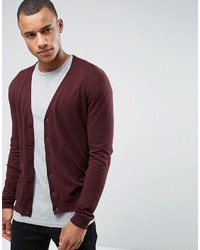 Asos Knitted Cotton Cardigan In Brown