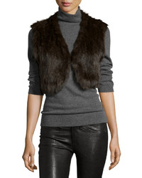 GORSKI Cropped Sable Fur Knit Vest Brown