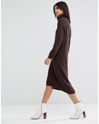Asos Knit Midi Dress With High Neck