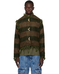 Dark Brown Knit Wool Bomber Jacket