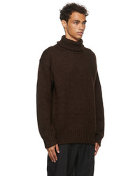 Jil Sander Brown Wool Rib High Neck Sweater