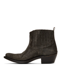 Golden Goose Black And Gold Glitter Crosby Boots