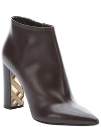 Burberry Dark Brown Leather Bamburgh Ankle Booties