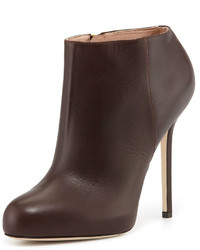 Sergio Rossi Leather High Heel Ankle Bootie Dark Brown