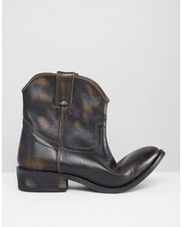 Mango Leather Western Ankle Boot