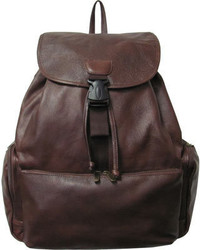 Amerileather Jumbo Leather Backpack Black Adjustable Strap