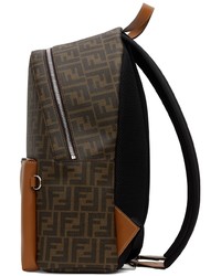 Fendi Brown Leather Ff Backpack