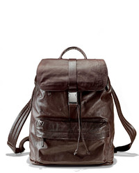Brunello Cucinelli Bufalino Leather Backpack Dark Brown