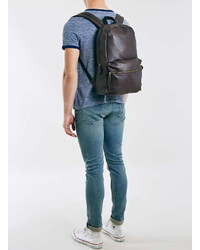 Topman Brown Leather Look Backpack