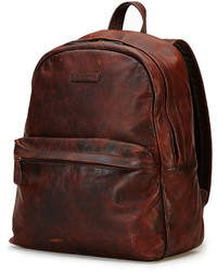 Frye Tyler Rugged Leather Backpack Dark Brown
