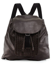 Bottega Veneta Woven Leather Backpack Brown