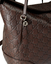 Gucci Bree Ssima Leather Top Handle Bag Chocolate