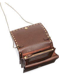 Valentino Rolling Rockstud Flap Pouch Bagwallet On Chain Dark Brown