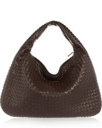 Bottega Veneta Veneta Large Intrecciato Leather Shoulder Bag Dark Brown