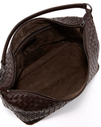 Bottega Veneta Woven Leather Shoulder Bag Dark Brown