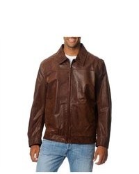 Chaps Brown Rugged Leather Jacket