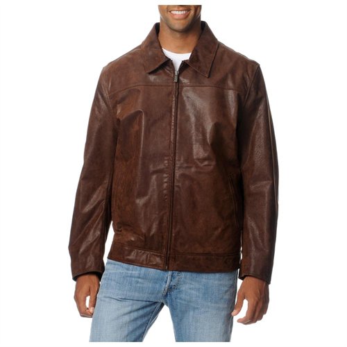 Chaps Brown Rugged Leather Jacket, $166 | buy.com | Lookastic.com