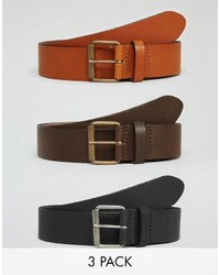 Asos Brand Leather Belt 3 Pack Save 22%