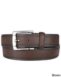 Boston Traveler Topstitched Leather Belt With Single Prone Buckle