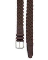 Canali Braided Leather Cotton Belt