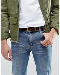 Asos Brand Leather Belt With Stitch Detail