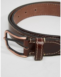 Asos Brand Leather Belt With Stitch Detail