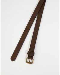 Asos Brand Super Skinny Belt In Brown Faux Leather