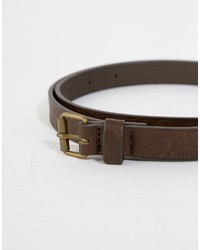 Asos Brand Super Skinny Belt In Brown Faux Leather