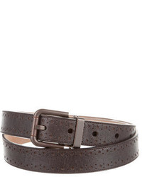 Dolce & Gabbana Brogue Leather Skinny Belt