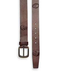 Leather Island By Bill Lavin Skull Embossed Leather Belt