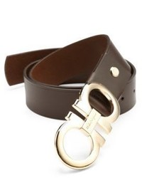 Salvatore Ferragamo Double Gancini Adjustable Leather Belt