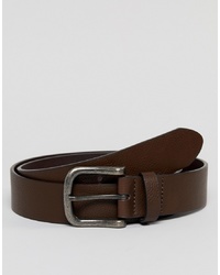 ASOS DESIGN Faux Leather Wide Belt In Brown With Burnished
