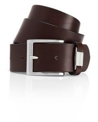 Hugo Boss Connio Metal Tab Detailed Leather Belt 34 Brown